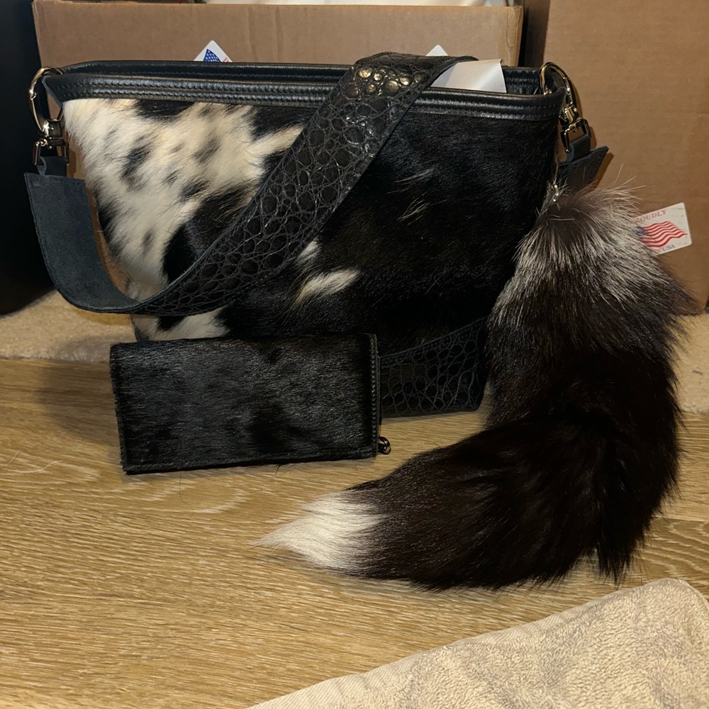 Stylish Black and White Fur Women's Bag